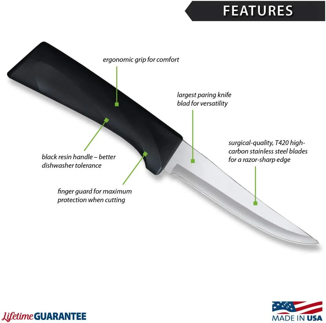 Rada Cutlery Anthem Series Super Parer Knife, Made in USA, Black Handle