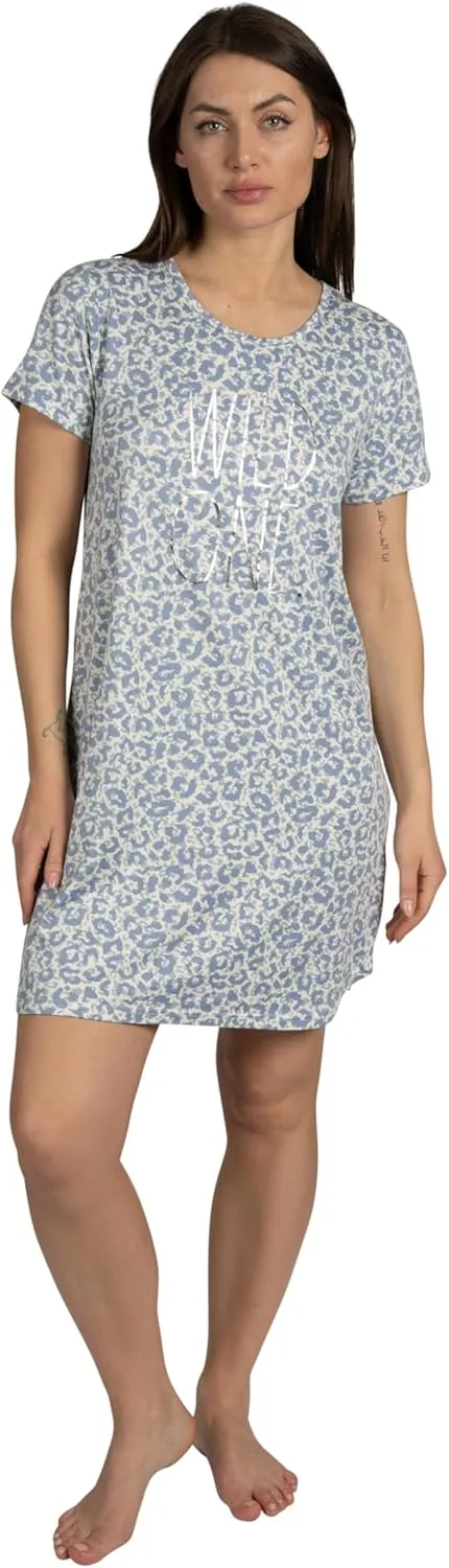 Rae Dunn Women's 2-Pack Short Sleeve Shirttail Graphic Text Nightshirts Soft Fabric Comes with Two Nightgowns