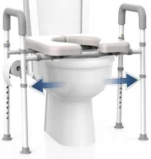 Raised Toilet Seat with Handles - FSA/HSA Eligible Adjustable Elevated Toilet Seat Riser, 400 lbs Toilet Seat Riser for Seniors, Handicap and Disabled, Fit Any Toilet