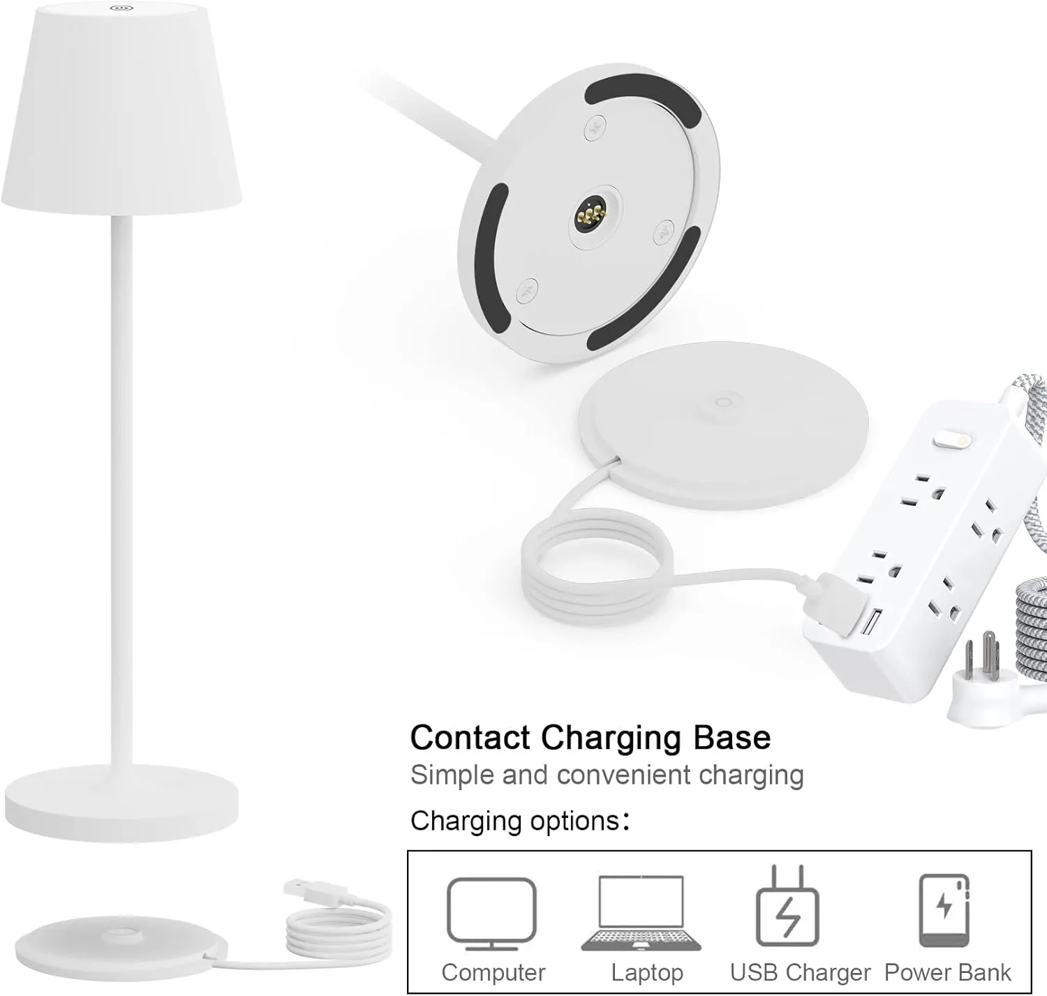 Ralaby IP54 Cordless Table Lamps Portable Rechargeable Battery Operated Lamp, Modern Aluminum Dimmable Indoor/Outdoor Cordless Lamp,Desk Lamp for/Restaurant/Bar/Cafe/Bedroom (2 Pack,White,4800mAh)