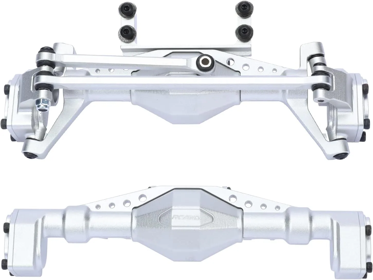 RCAWD Front & Rear Axle Housing Without Gears, Rear & Steering Axle Assembled Upgrades for 1/18 Axial UTB18 Capra Trail Buggy Crawlers Aluminum Parts AXI218001 Silver