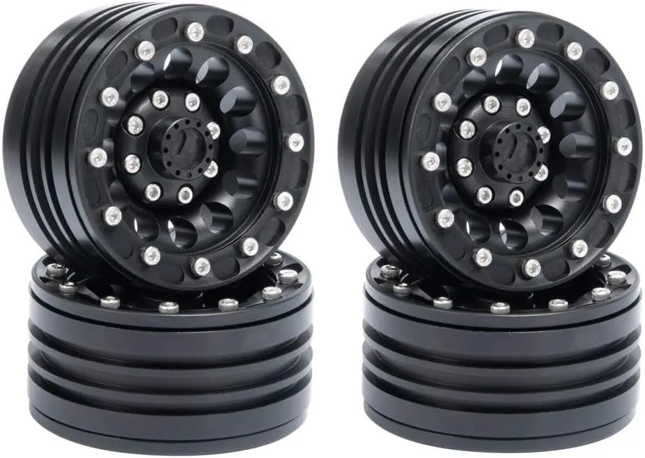 RCLIONS Aluminum 1.9" Beadlock Wheels Rims for 1/10 Crawler Axial SCX10 D90 TRX-4 RC Car -Pack of 4