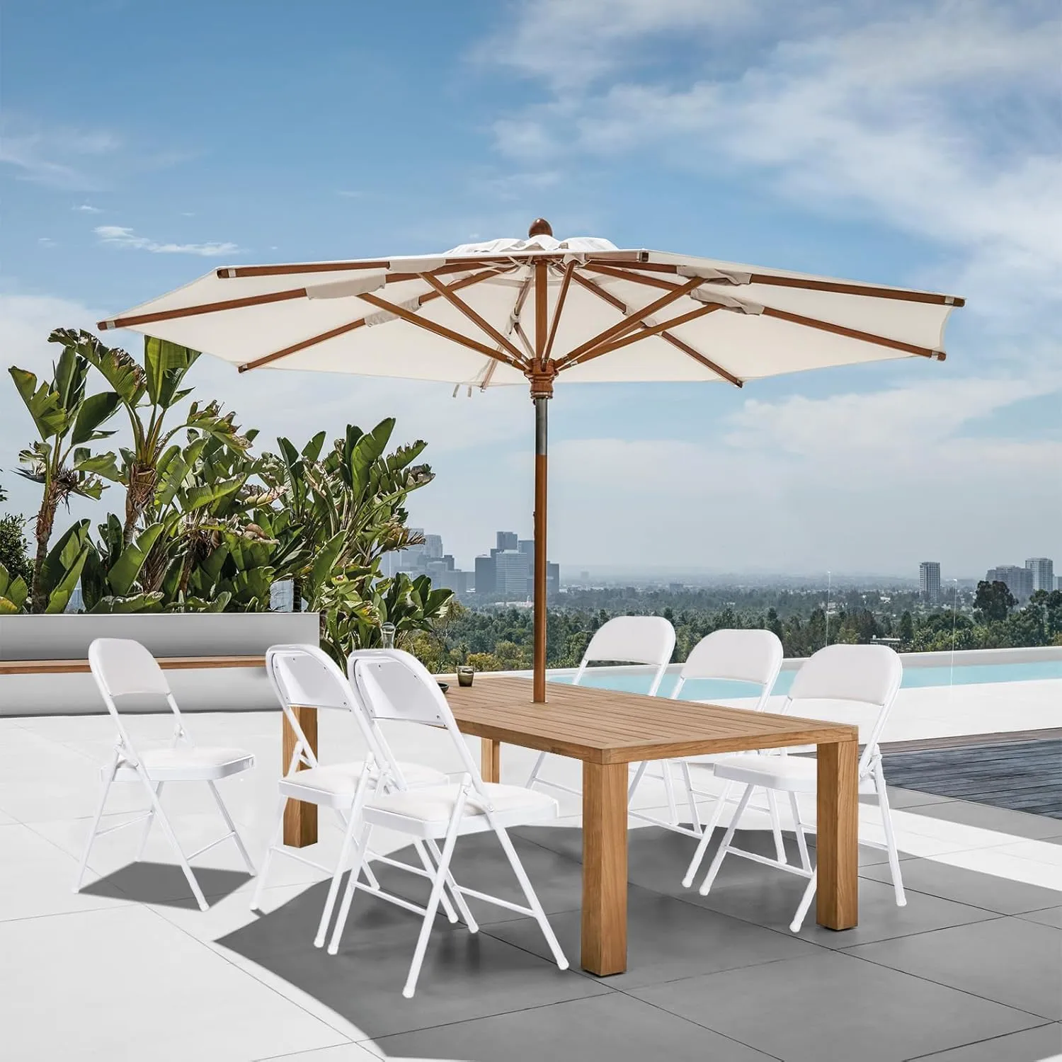 Real Relax 8 Pack Folding Chairs with Padded Seat, Leather Folding Chairs for Home and Office, Indoor and Outdoor Events White