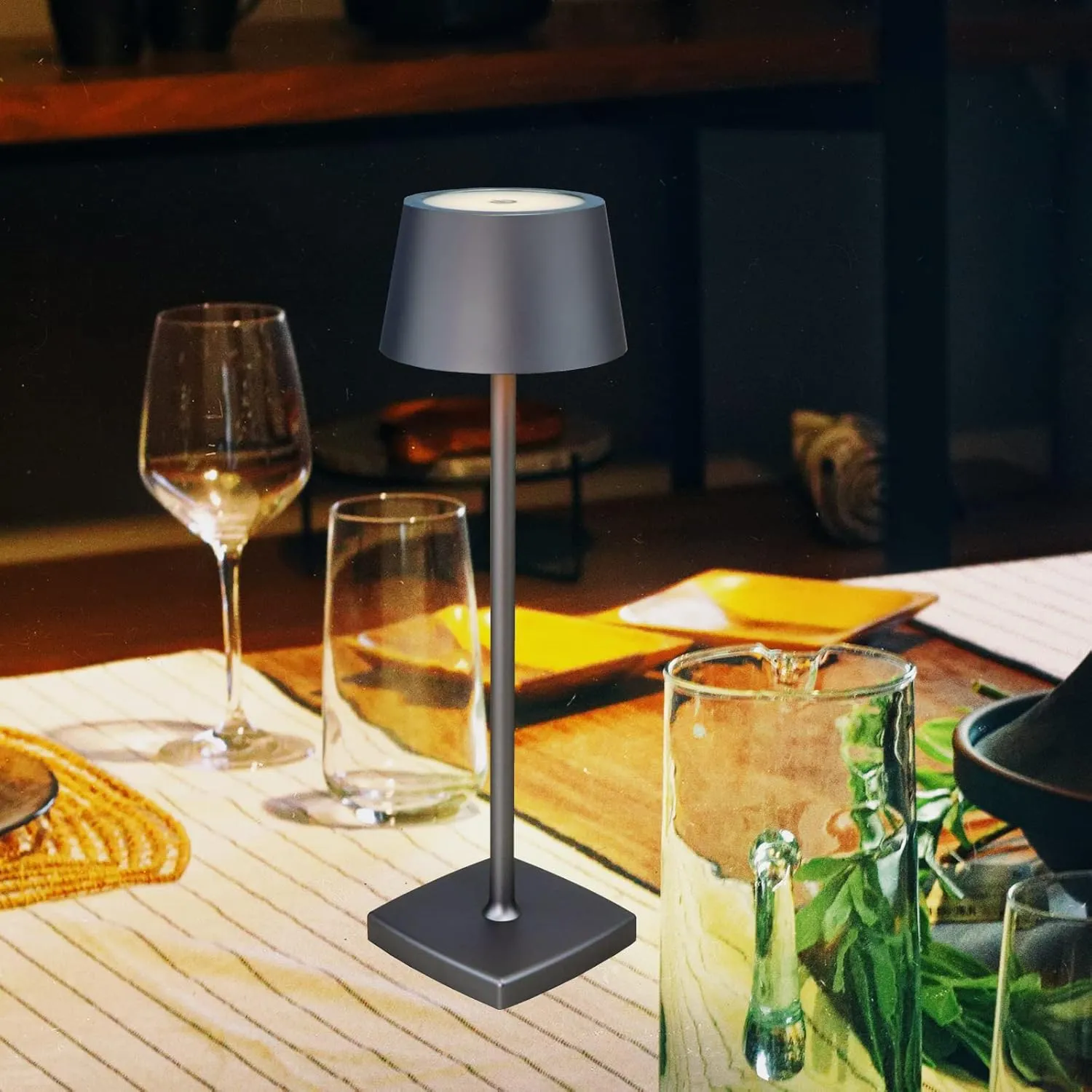 Rechargeable led Cordless Table Lamps, Aluminum, dimmable,Suitable for Indoor and Outdoor Lighting Grey