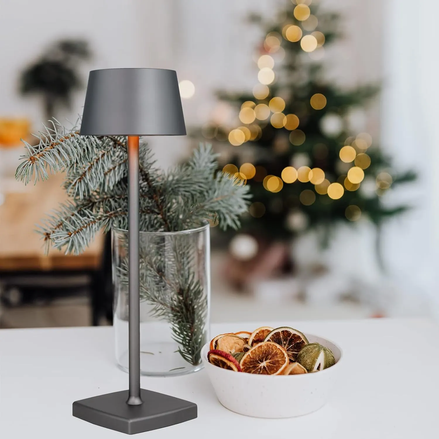 Rechargeable led Cordless Table Lamps, Aluminum, dimmable,Suitable for Indoor and Outdoor Lighting Grey