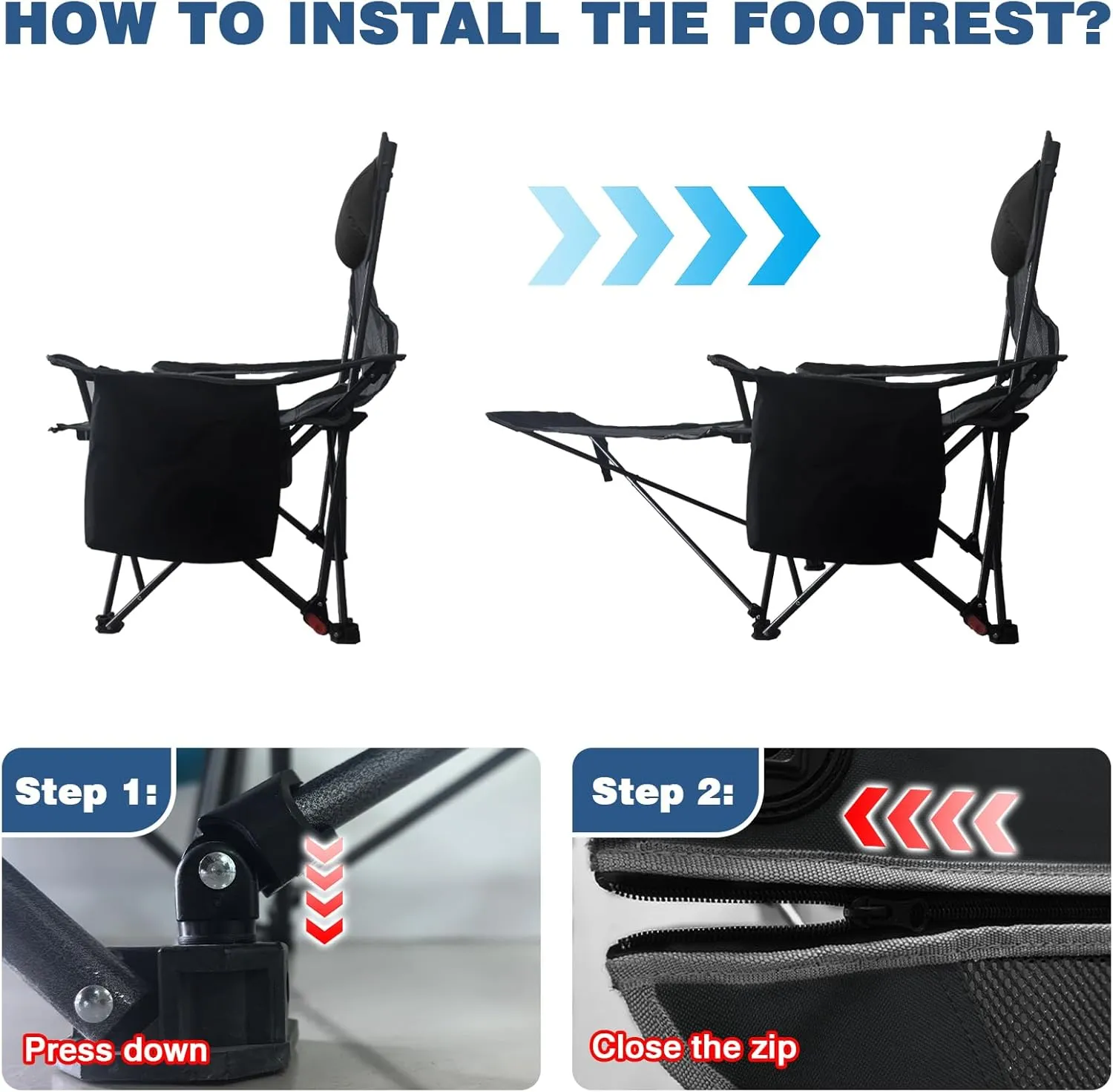 Reclining Camping Chair 4 Position with Foot Rest Comfortable for Adults 265Ibs Folding Lounger Mesh Beach Chair with Cooler Bag,Cotton Cushion and Cup Holder for Outdoor Patio