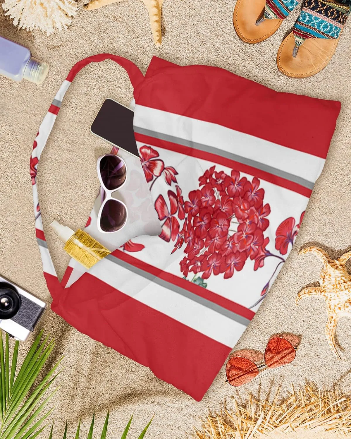 Red Flower Chaise Lounger Cover with Pockets, Pool Lounge Chair Covers 85"x29", Spring Summer Floral Rustic Botanical Microfiber Beach Chair Cover for Outdoor Patio Sunbathing