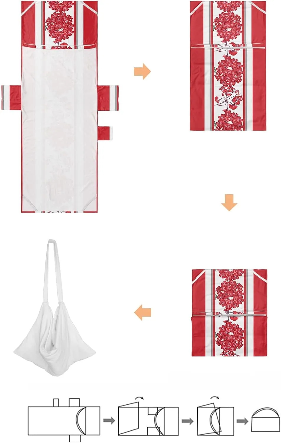 Red Flower Chaise Lounger Cover with Pockets, Pool Lounge Chair Covers 85"x29", Spring Summer Floral Rustic Botanical Microfiber Beach Chair Cover for Outdoor Patio Sunbathing