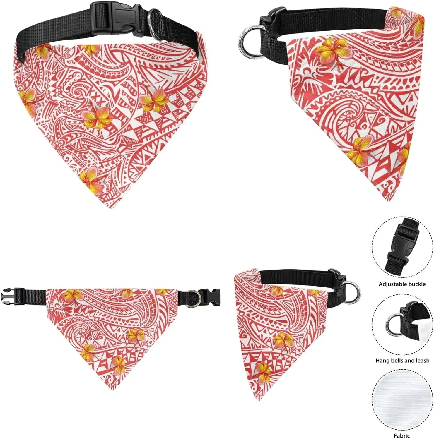 Red Polynesian Pet Sling Carrier Bundle - Comes with Portable Pet Crossbody Bag, Safety Leash & Comfortable Pet Travel Bib Scarf, Small Pet Bandanas for Collars Slip Over(Red White)