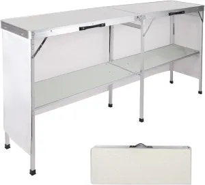 REDCAMP Portable Bar Table, Pop Up Folding Mobile Bar Bartender Table Podium Table for Events, Party, Camping, Tradeshow, Exhibition, Easy Setup, White, 78"x33"x15"