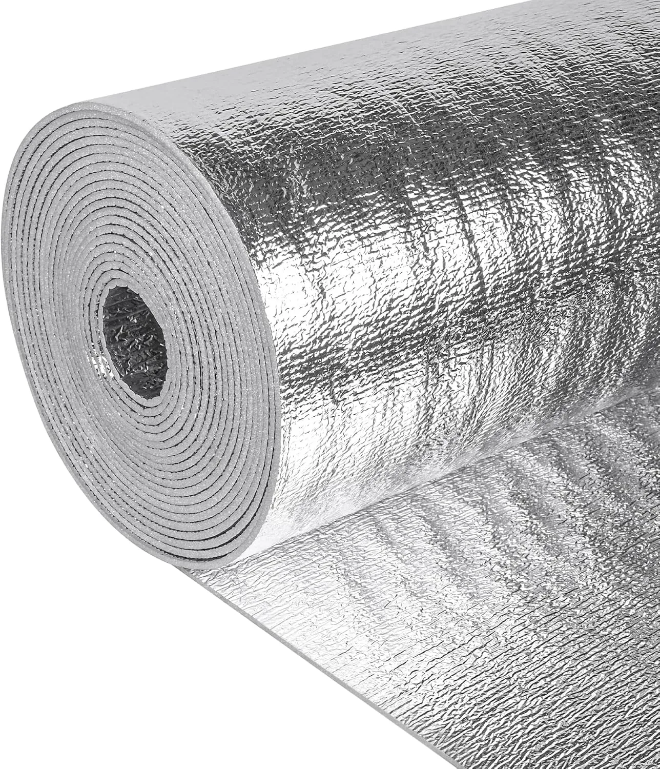 Reflective Insulation Roll 24in x 10Ft (3mm) Foam Core Radiant Barrier Double Reflective Aluminum Foil Wrap Insulation Sheet Thermal Shield for Winter RV Window Thermal Cold Insulating Summer Heat