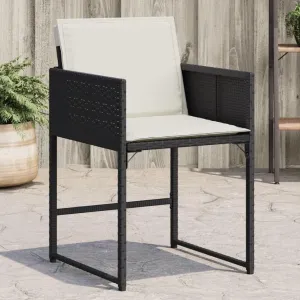 Relaxing Chair Camping Chair Dining Chairs Lawn Chairs - Patio Chairs with Cushions 4 pcs Black Poly Rattan for Terrace Park Campsites Garden