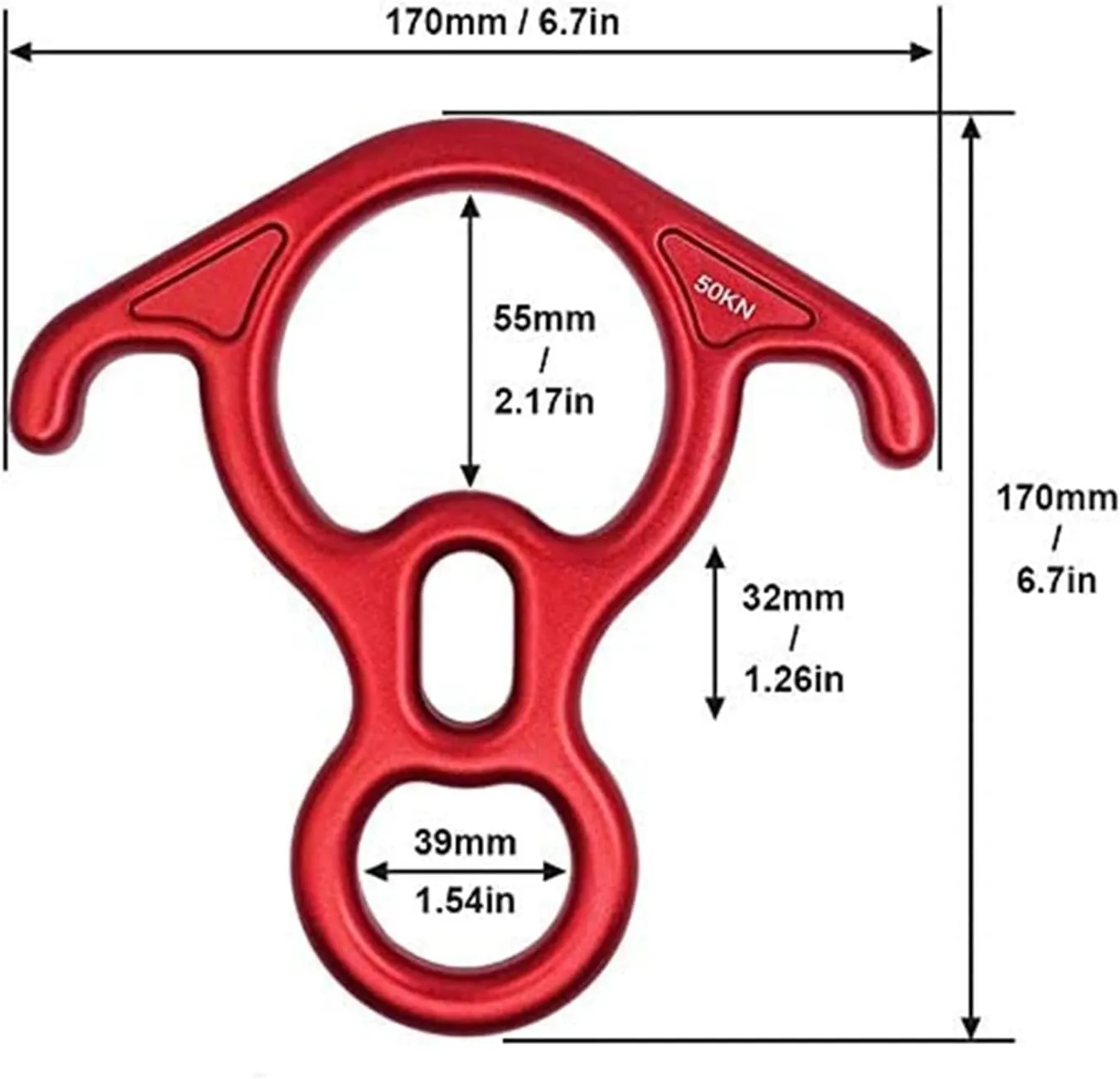 Rescue Climbing Descender, 50KN Bent-Ear Belaying Device Descender for Rescue Equipment, Rock Climbing, Ziplining