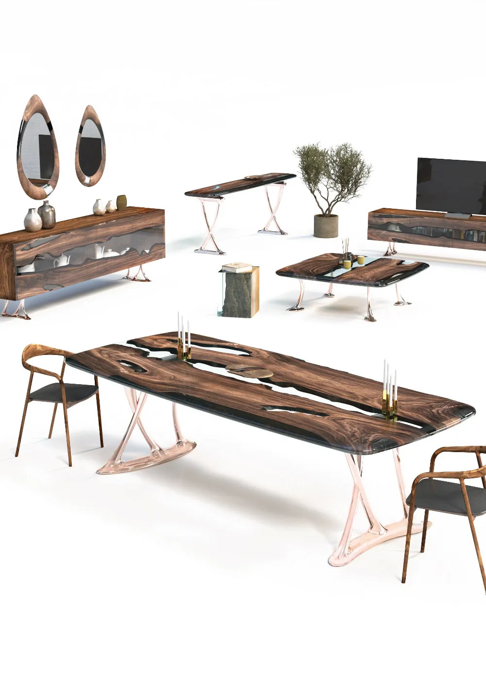 Resin Console Table- Foyer Table- Entryway Table (without mirrors) | Osso Collection