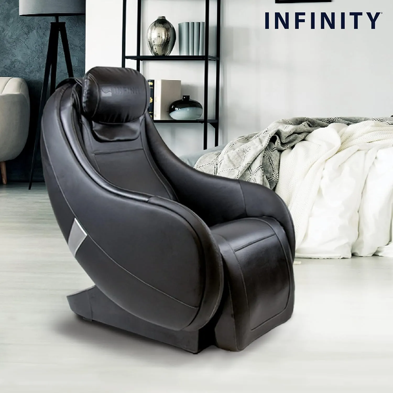 Riage CS, Compact Shiatsu Massage Chair, Featuring Zero-Gravity Recliner, Lumbar Heat, and Four-Node Massage Robot, Tapping, Kneading, Roller-Massaging Techniques (Black)