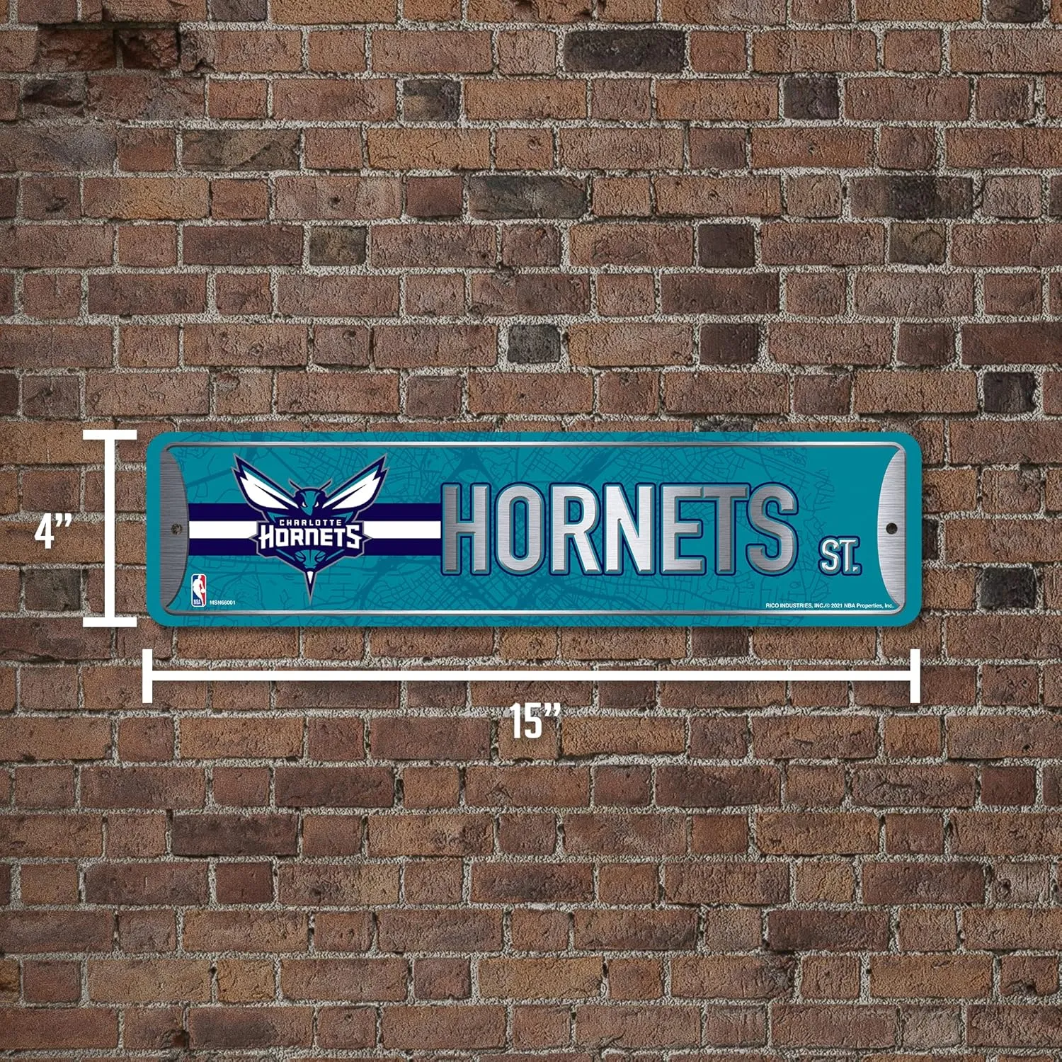 Rico Industries NBA Metal Street Sign Metal Street Sign 4" x 15" Home Décor - Bedroom - Office - Man Cave