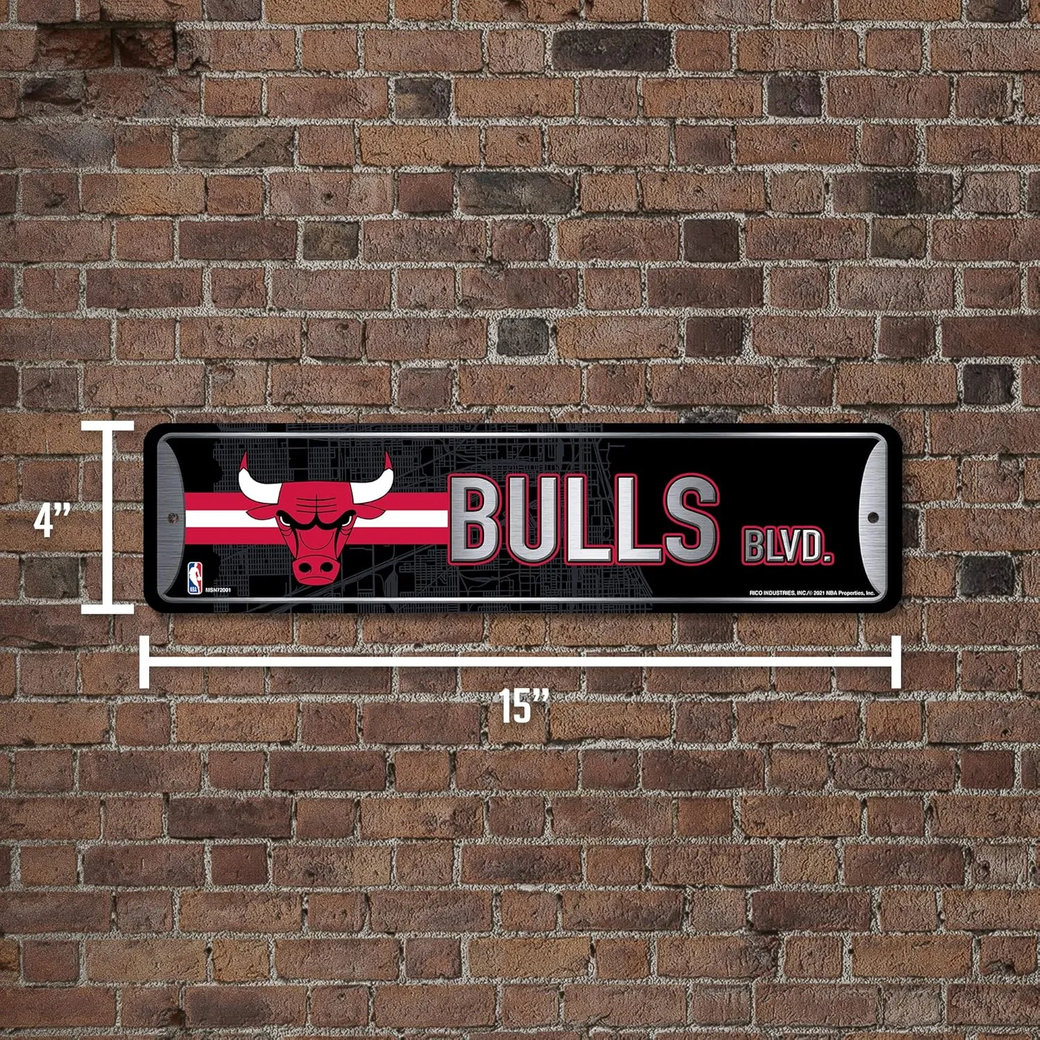 Rico Industries NBA Metal Street Sign Metal Street Sign 4" x 15" Home Décor - Bedroom - Office - Man Cave