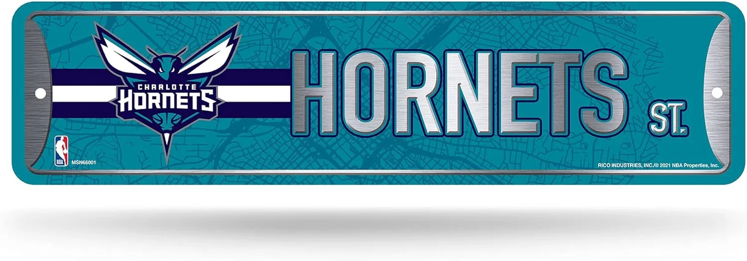 Rico Industries NBA Metal Street Sign Metal Street Sign 4" x 15" Home Décor - Bedroom - Office - Man Cave