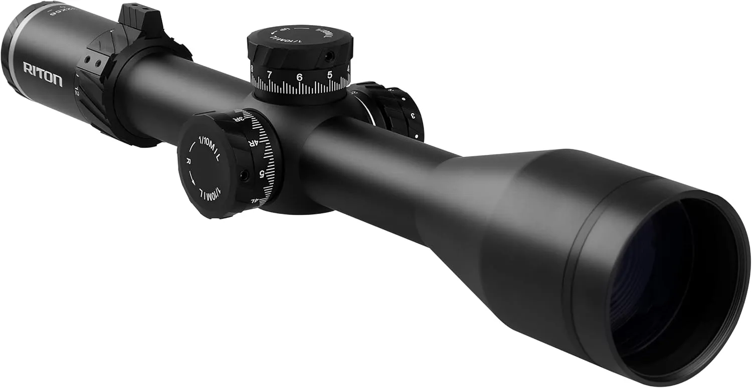 Riton Optics 2023 Series 7 Conquer 4-32x56 MRAD Precision Riflescope First Focal Plane HD ED Glass Illuminated Reticle Integrated Removable Two Location Three Available Height Throw Levers