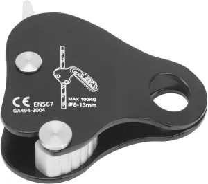 Rock Climbing Rope Grab Stop Descender Self Braking Clamp Device Climbing Stop Descender for Rock Climbing Rappelling Caving Black