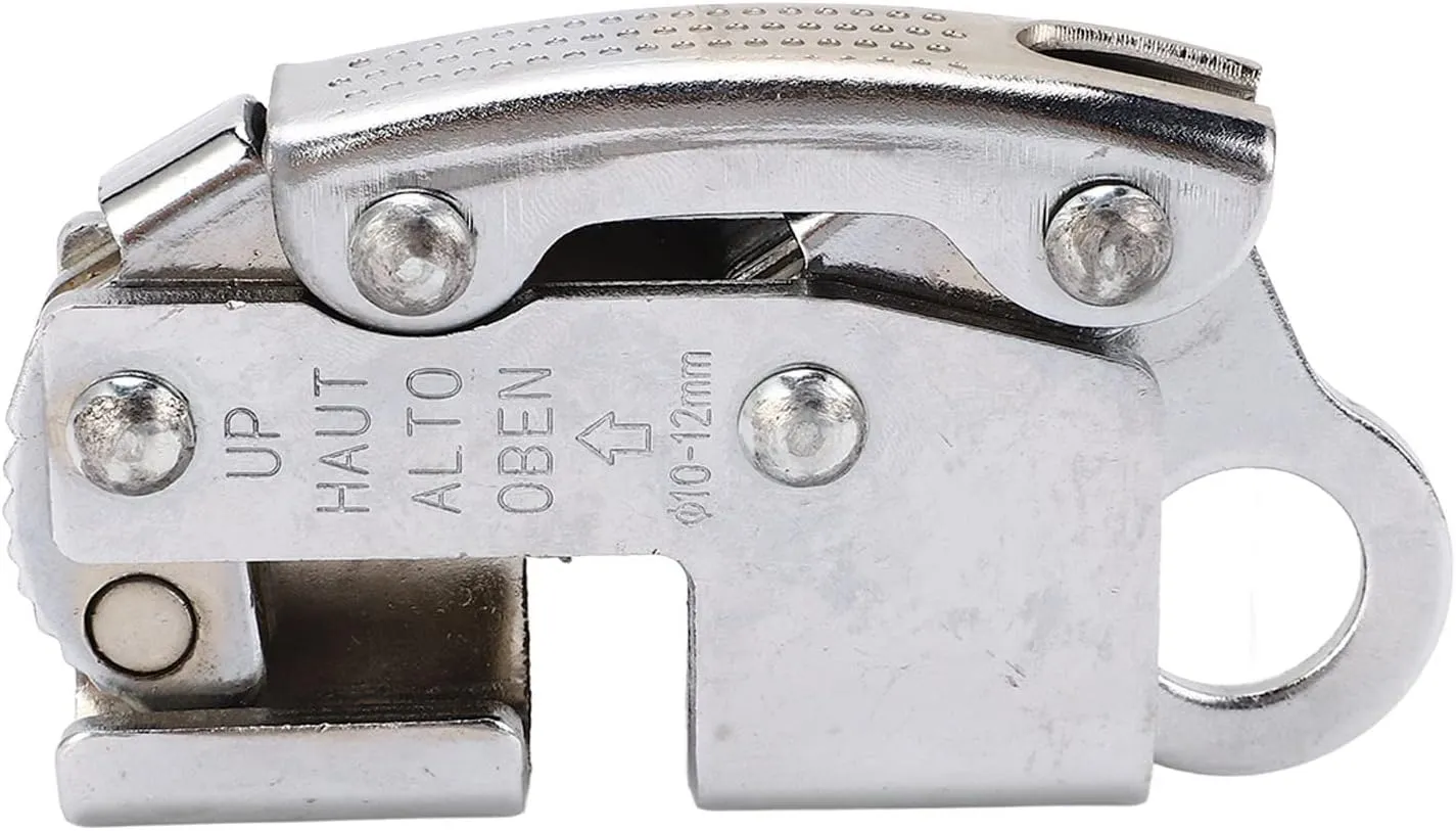 Rock Climbing Self Locking Rope Grab, Spring Loaded Safety Device with Blocking Tooth and Piece for Fire Rescuing, Industrial Equipment, Mountain and Rock Climbing