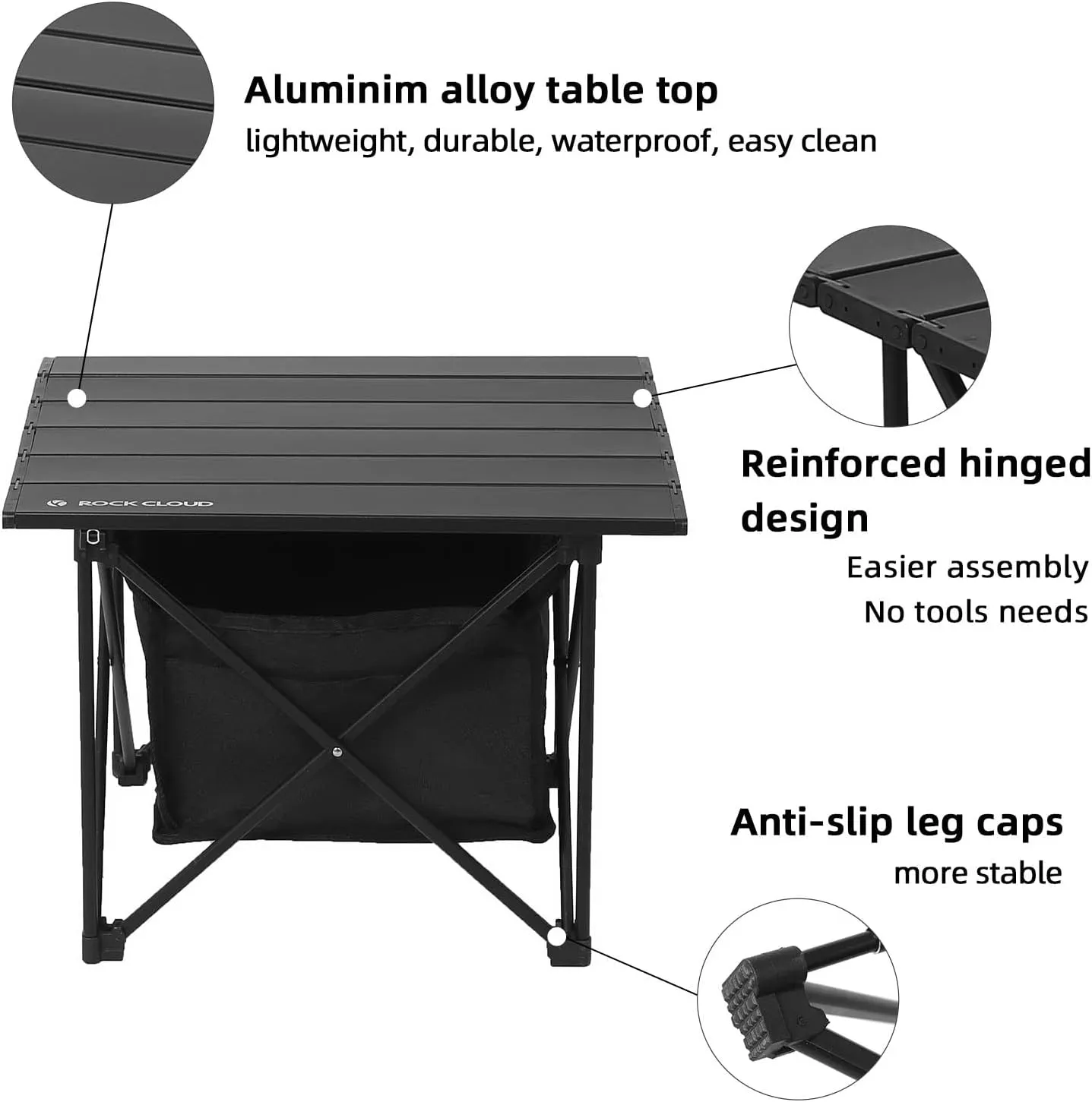 ROCK CLOUD Portable Camping Table Ultralight Aluminum Camp Table Folding Compact Beach Table with Storage Bag for Camping Hiking Backpacking Outdoor Picnic(Reinforced Frame-Small)