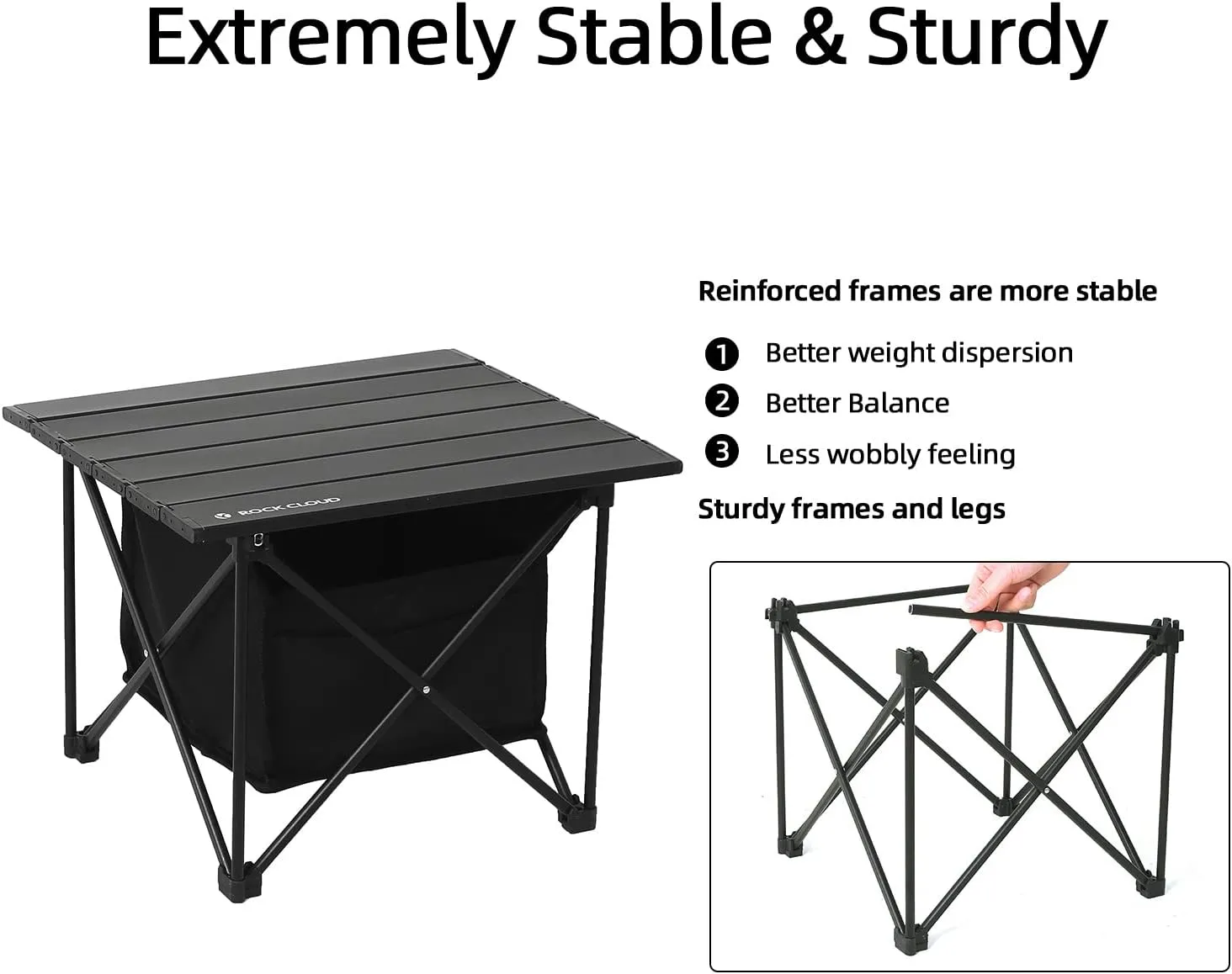 ROCK CLOUD Portable Camping Table Ultralight Aluminum Camp Table Folding Compact Beach Table with Storage Bag for Camping Hiking Backpacking Outdoor Picnic(Reinforced Frame-Small)
