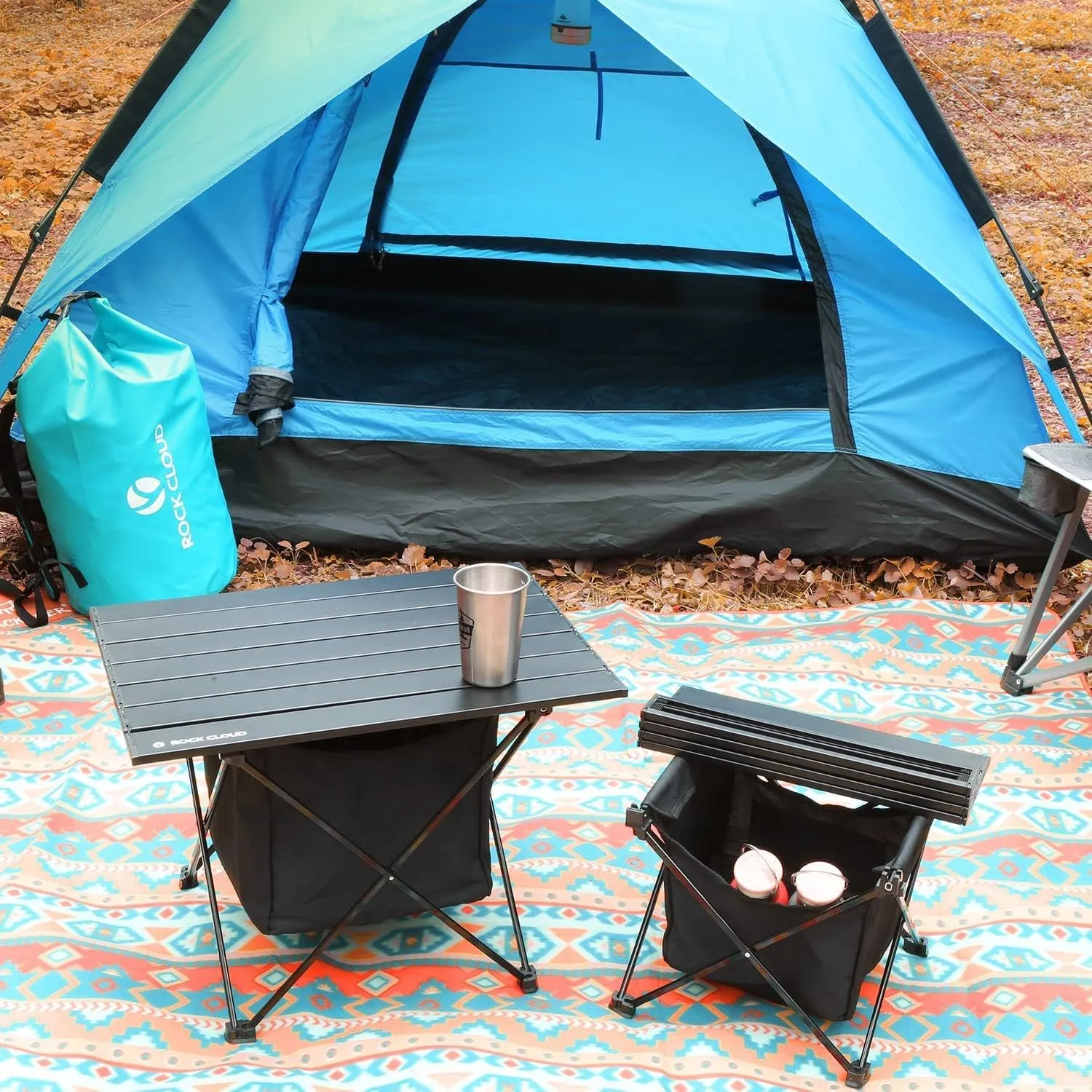 ROCK CLOUD Upgraded Portable Camping Table Ultralight Aluminum Camp Table Folding Beach Table with Storage Bag for Camping Hiking Backpacking Outdoor Picnic