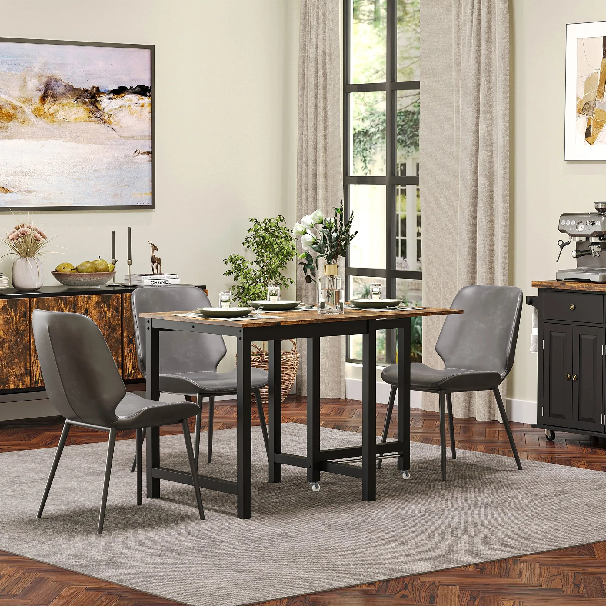 Rootz Folding Dining Table - Industrial Table - Space Saving Table - Expands Easily - 118cm x 70cm x 76.5cm