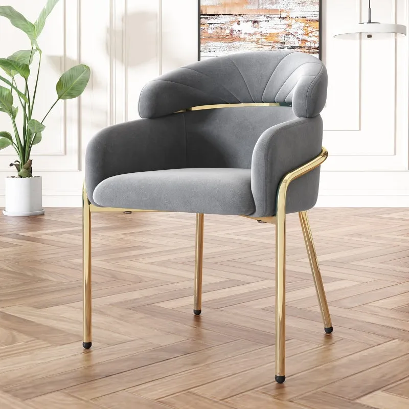 Rootz Velvet Dining Chair - Lounge Chair - Ergonomic Seating - Luxurious Comfort - 53L x 46W x 80H cm