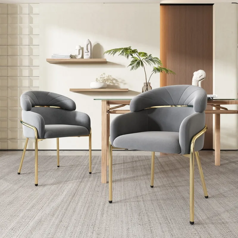 Rootz Velvet Dining Chair - Lounge Chair - Ergonomic Seating - Luxurious Comfort - 53L x 46W x 80H cm
