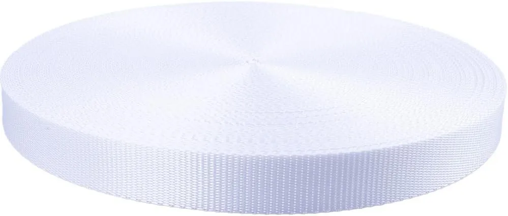 Rope & Cord Polyester Webbing – 1 in. Low Stretch Extra Stable Webbing for Cargo & Marine Use – White, 50 Yards
