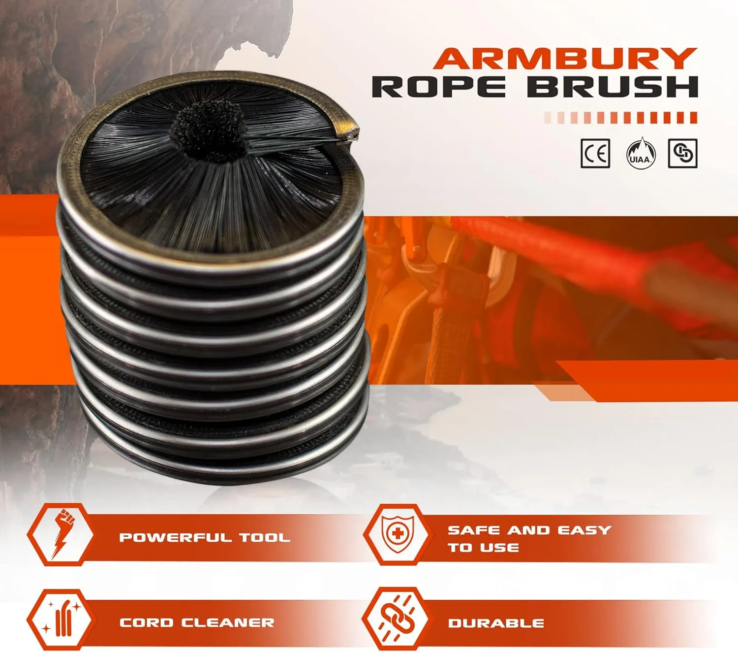 Rope Brush - Rock Climbing Rope Cord Cleaner - Cleaning Brush Tool for Climbing Ropes