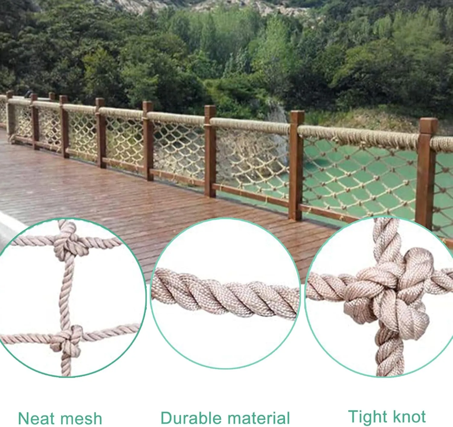Rope Climbing Net Heavy Duty Net, Fence Stairs Balcony Railings Garden Playground Protection Playground Play Safety Net Safety Net Rope Outdoor Climbing Cargo Net(Size:2Mx6M(6.6FTx19.7FT))