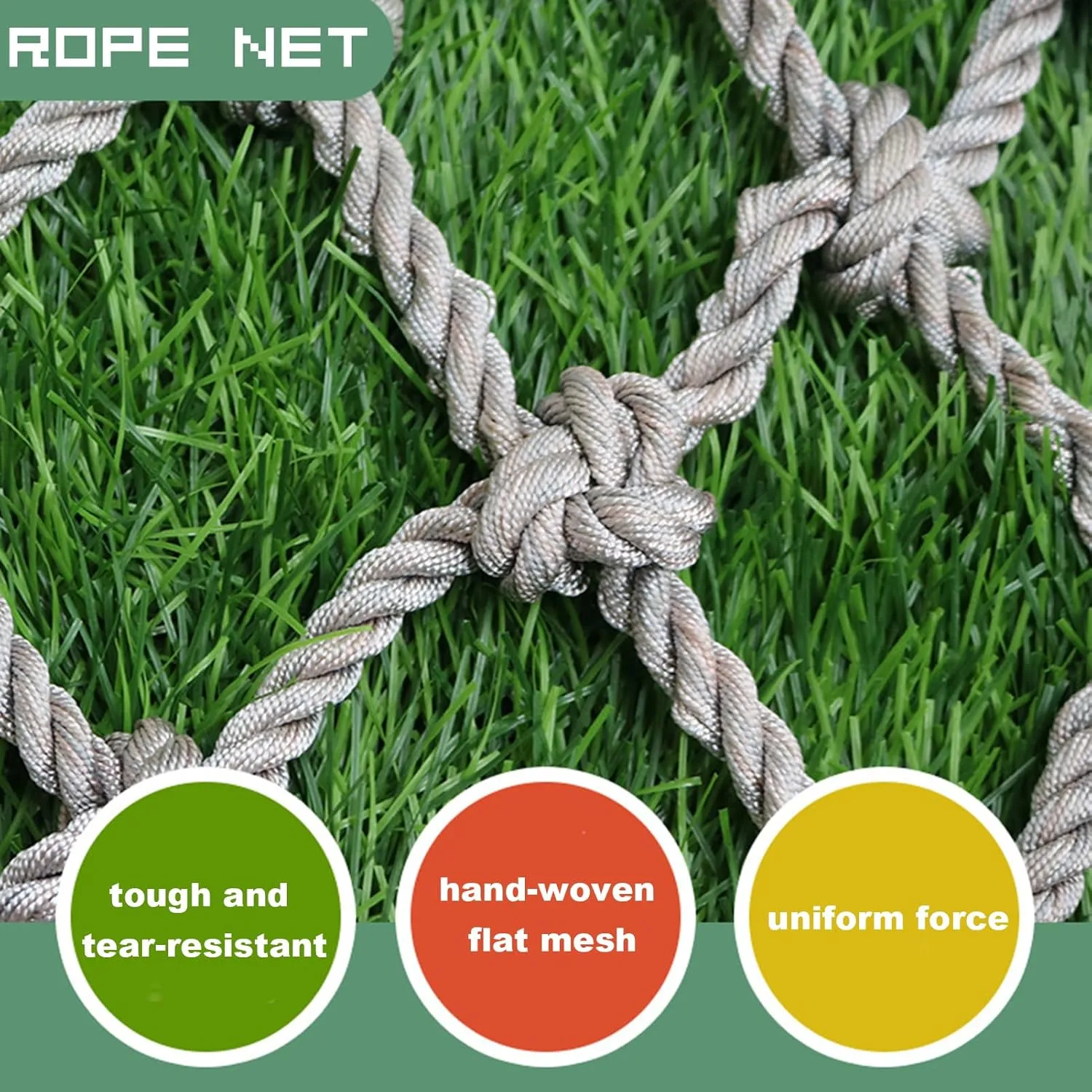Rope Climbing Net, Heavy Duty Net Safety Net Rope, Fence Stairs Balcony Railings Garden Playground Protection Playground Play Safety Net Outdoor Climbing Cargo Net(Size:2Mx6M(6.6FTx19.7FT))