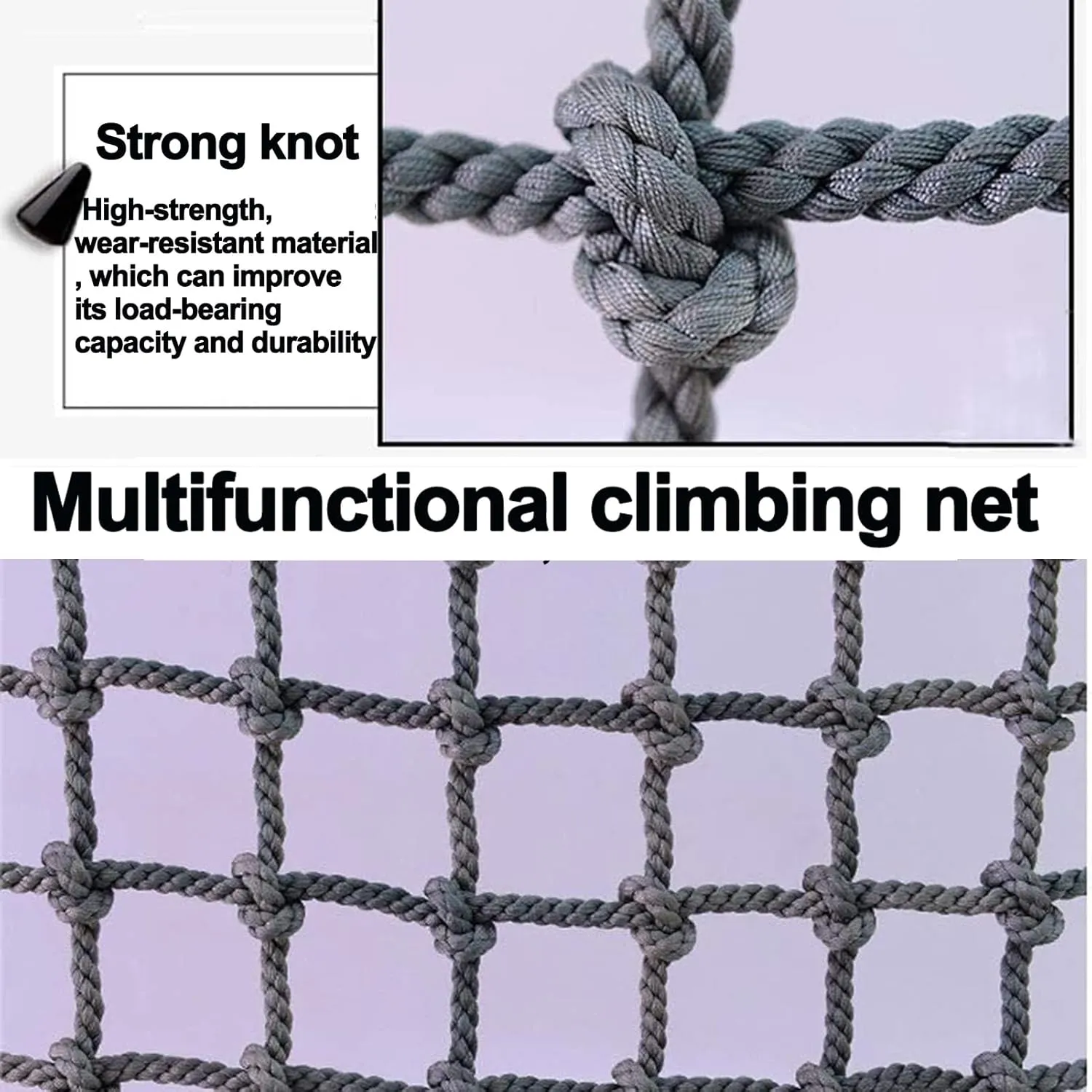Rope Net Climbing Playground Ladder Safety Net Outdoor Treehouse Cargo Net Truck Trailer Fence Netting Stair Balcony Railing Protection Net,8mm,1x2m(3.3x6.6ft)