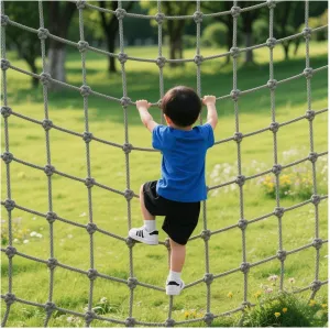 Rope Net Climbing Playground Ladder Safety Net Outdoor Treehouse Cargo Net Truck Trailer Fence Netting Stair Balcony Railing Protection Net,8mm,1x2m(3.3x6.6ft)