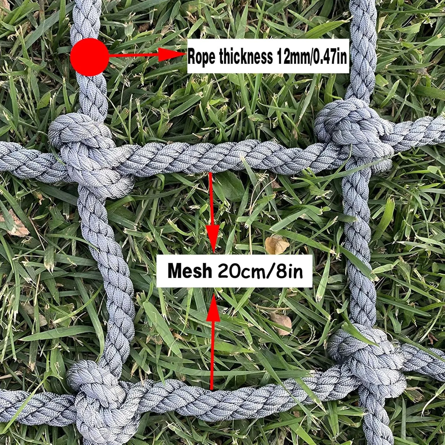 Rope Net Heavy Duty Climbing Safety Net Tree House Climbing Net Playground Protection Net Polyamide Climbing Cargo Net(Size:9.8FTx9.8FT)
