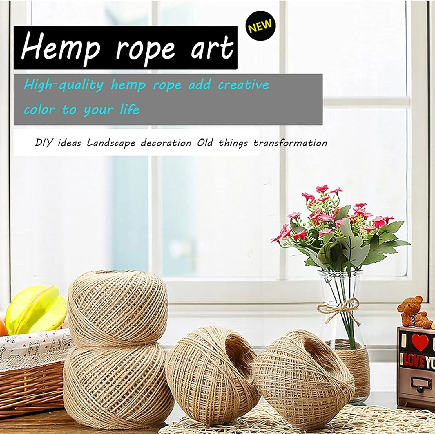 Rope,Twine, Natural Thick Jute Twine String,for Craft,Dock,Decorative Landscaping,Climbing,Gardening