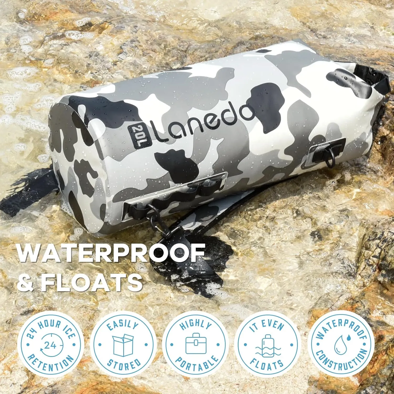 Round Barrel Collapsible Backpack Cooler, Waterproof Hands Free Cooler Bag, 24 Hours Cooling, Soft Sided Cooler, Portable Lightweight Travel Camping Beach Lunch Backpack for Men and Women
