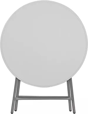 Round Folding Table White Plastic 32 Inch Dining Card Table for Camping Events and Outdoor Parties Perfect for Gatherings and Relaxation