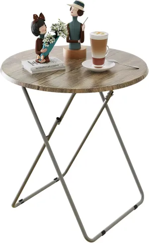 Round Folding TV Tray Table TV Dinner Tray with Sturdy MDF,No Assembly Required 17.5 x 17.5 x 26 in(3D)