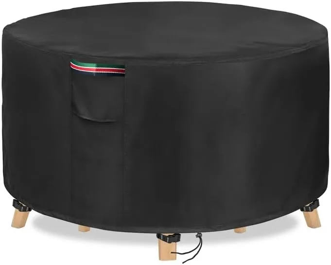 Round Patio Furniture Cover,Heavy Duty Waterproof Outdoor Table Chair Set Covers,Bar Height Table and Chair Dining Table Cover for All Weather Resistant - 48''Dx 28''H