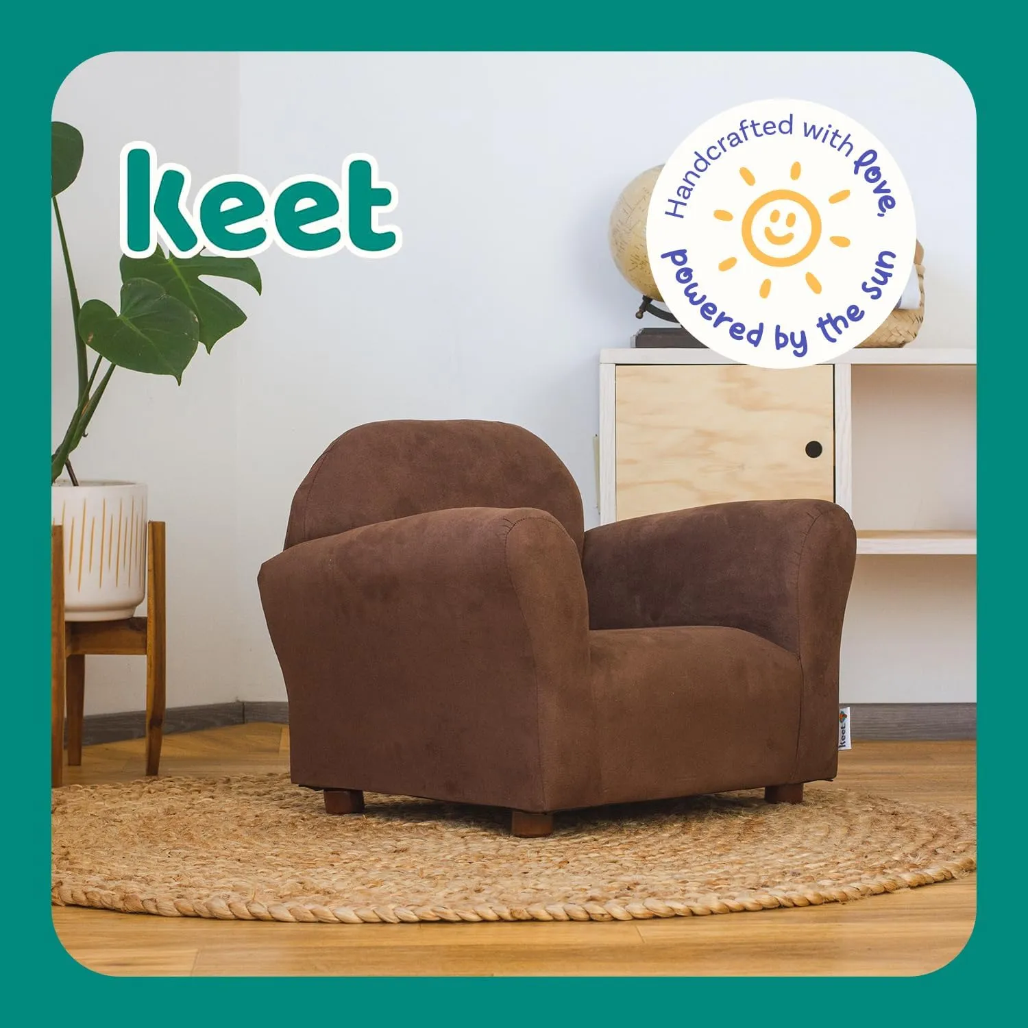 Roundy Toddler Armchair with Soft Microsuede Upholstery Durable Wooden Frame, Ergonomic Design, Fully Assembled, Comfortable Kids Chair for Ages 2-5, Ideal for Bedroom, Playroom & Daycare Use.