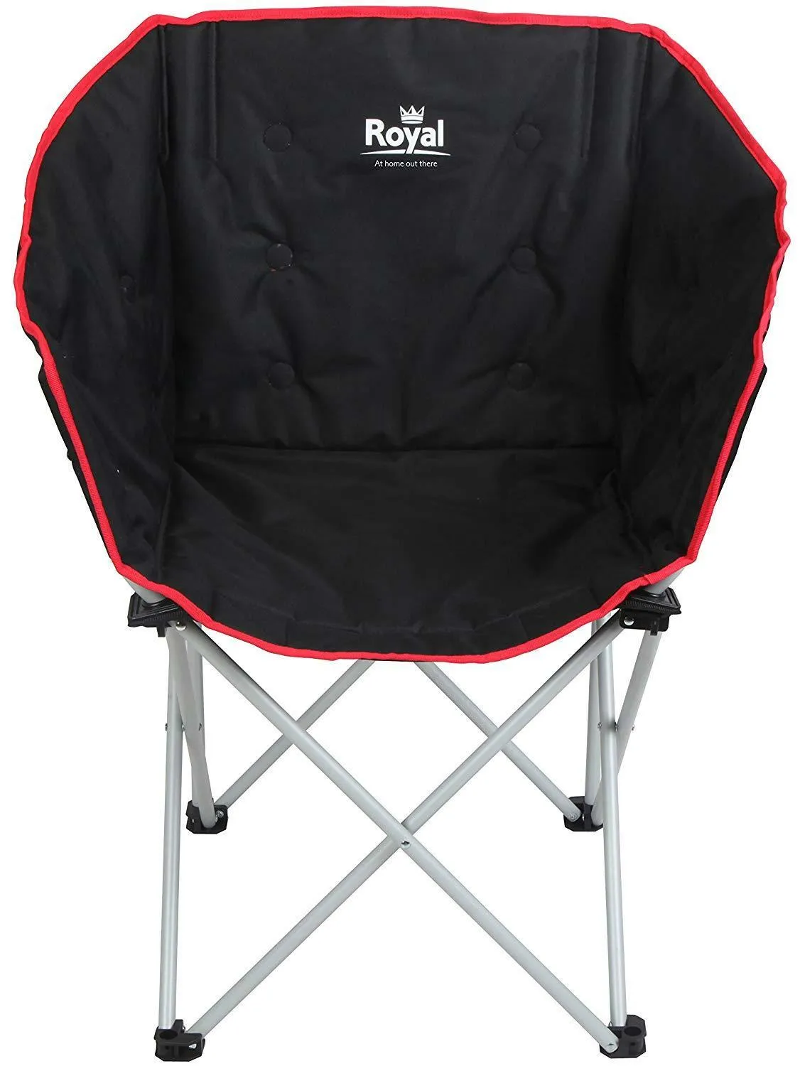 Royal Tub Chair Seat Outdoor Camping Caravan Small Compact Black - Burgundy Trim