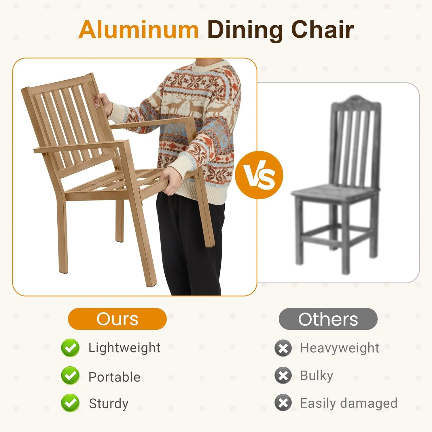 RoyalCraft Aluminum 6 Pieces Patio Dining Sets, Outdoor Dining Table with 4 Chairs and Bench, Outdoor Patio Dining Furniture Set with Removable Cushion for Lawn, Garden, Backyard, Brown