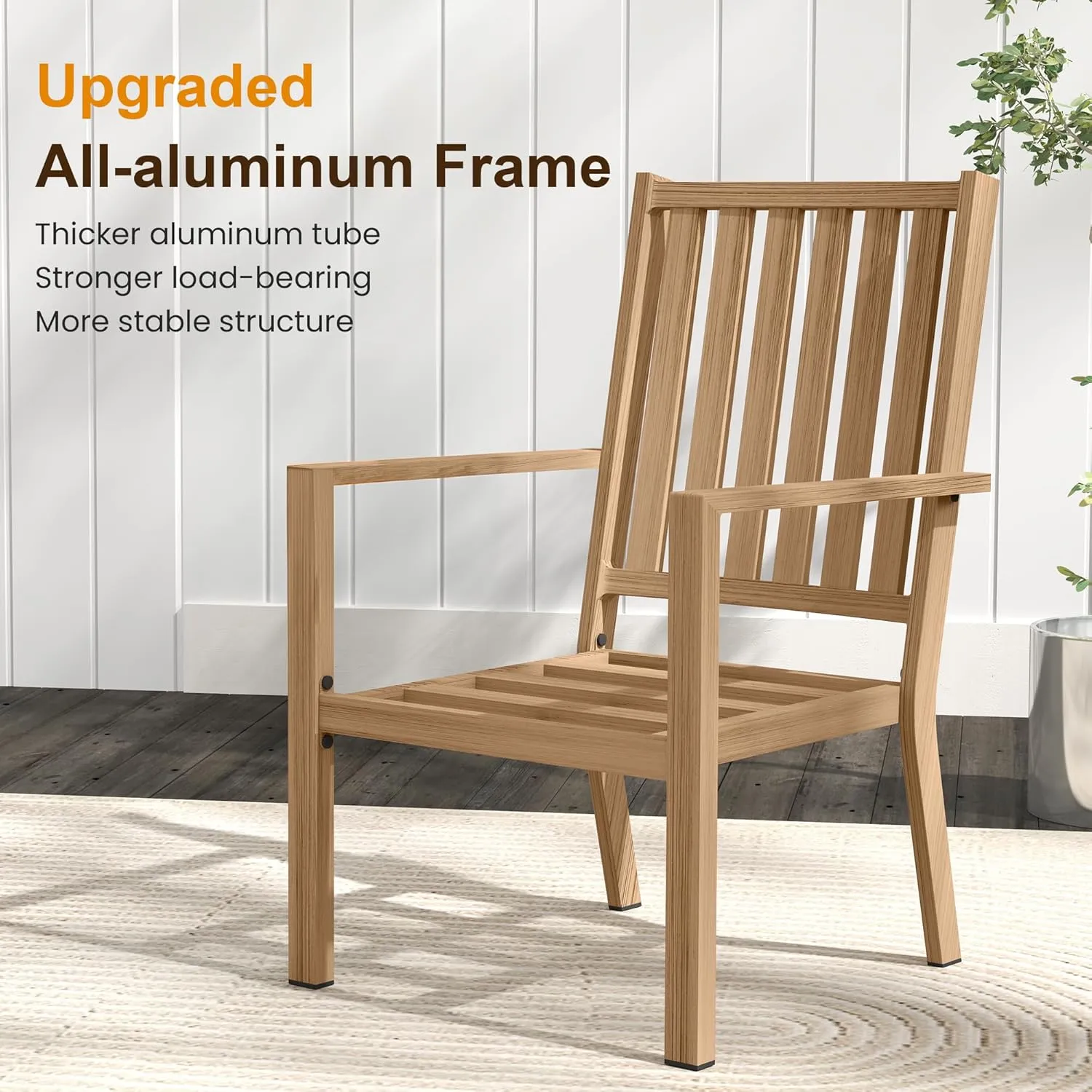 RoyalCraft Aluminum 6 Pieces Patio Dining Sets, Outdoor Dining Table with 4 Chairs and Bench, Outdoor Patio Dining Furniture Set with Removable Cushion for Lawn, Garden, Backyard, Brown