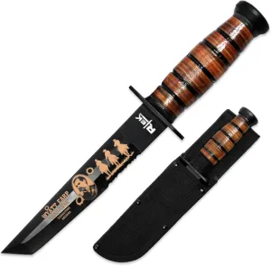 Rtek 12" Wild West Tanto Blade Fixed Blade Knife with Sheath Bowie Knife for Camping, Hiking (WE)