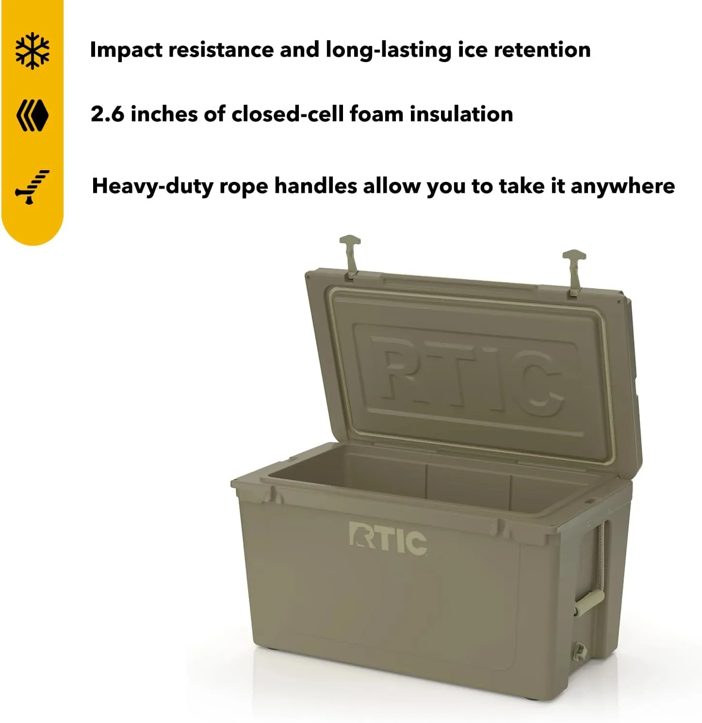 RTIC 110 QT Ultra-Tough Cooler Hard Insulated Portable Ice Chest Box for Beach, Drink, Beverage, Camping, Picnic, Fishing, Boat, Barbecue