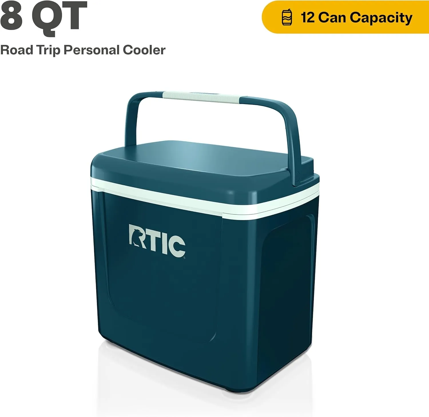 RTIC 8 QT Road Trip Personal Cooler, Small, Compact, Insulated, Portable Ice Chest Box for Food, Drink, Beverage, Beach, Camping, Picnic, Fishing, Boat, 12-Can Capacity
